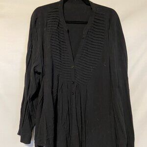 TUXEDO-PLEATED BLOUSE, SIZE 3X